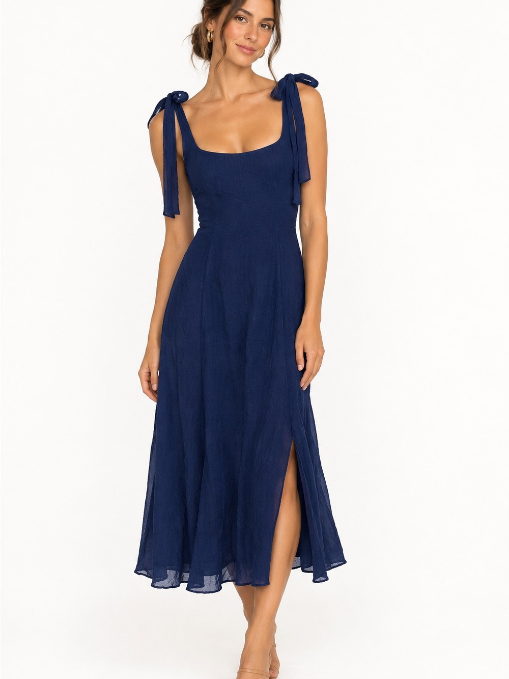 Reformation Twilight Dress Danube Royal Blue Side Slit Midi Tank Dress 2